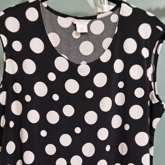 Allison Daley Petite Sleeveless Black Polka Dot Blouse - Picture 1 of 5